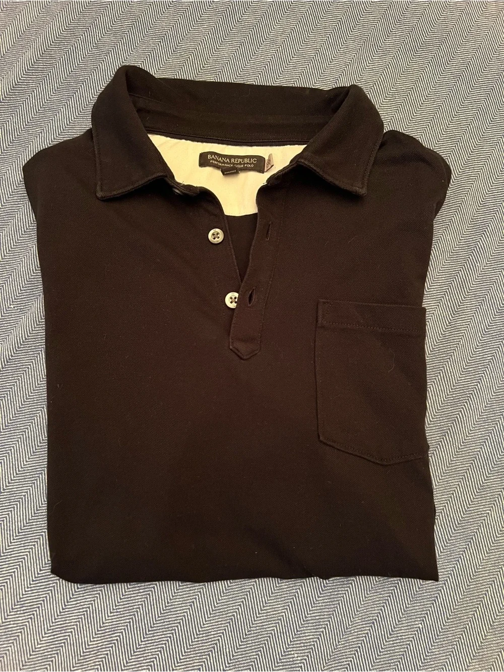 Banana Republic Men’s Black Polo Shirt with Pocket, Size Medium